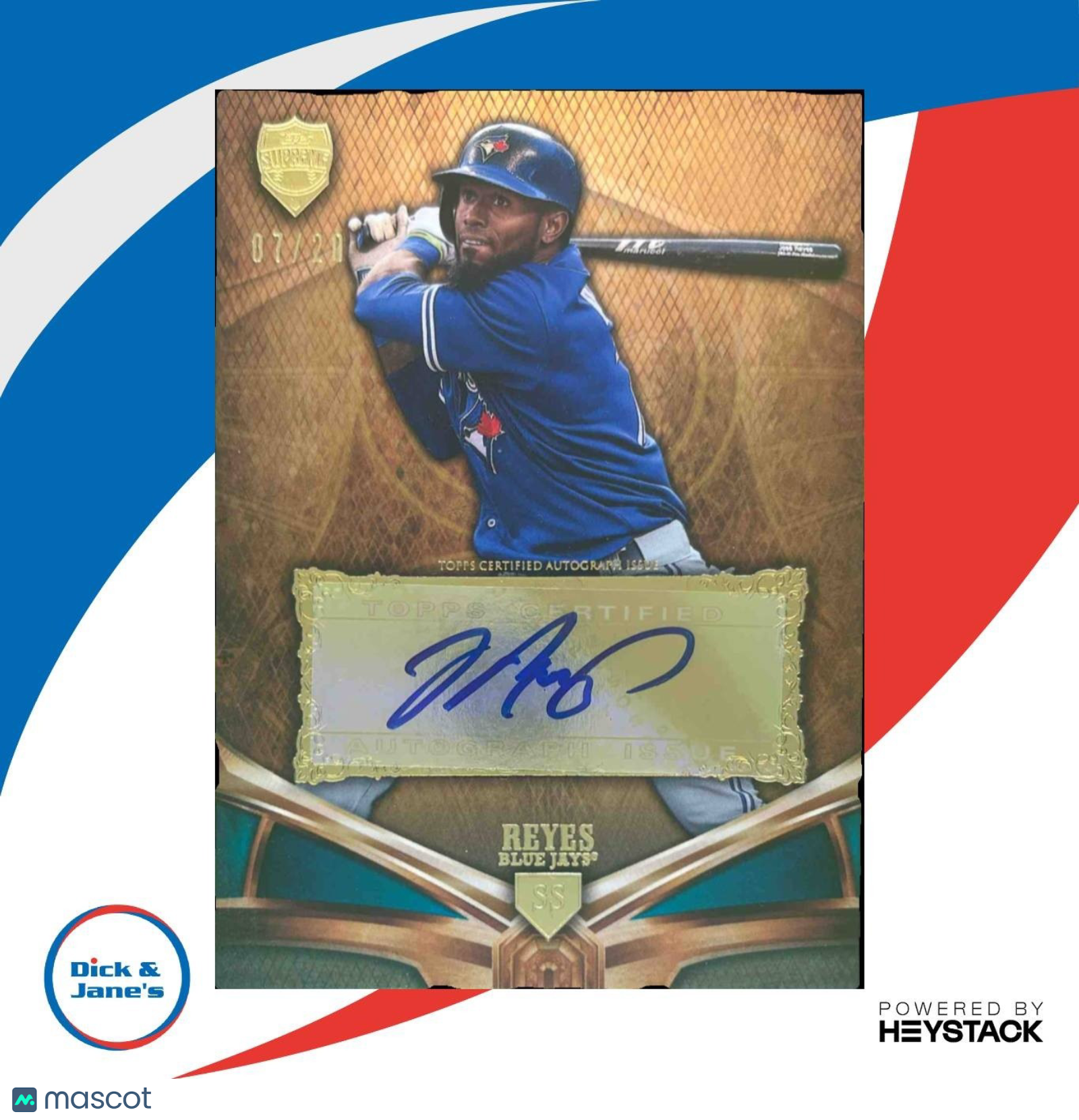 2013 Topps Supreme Jose Reyes Blue /20 #SA-JR Auto Toronto Jays - Sports Cards