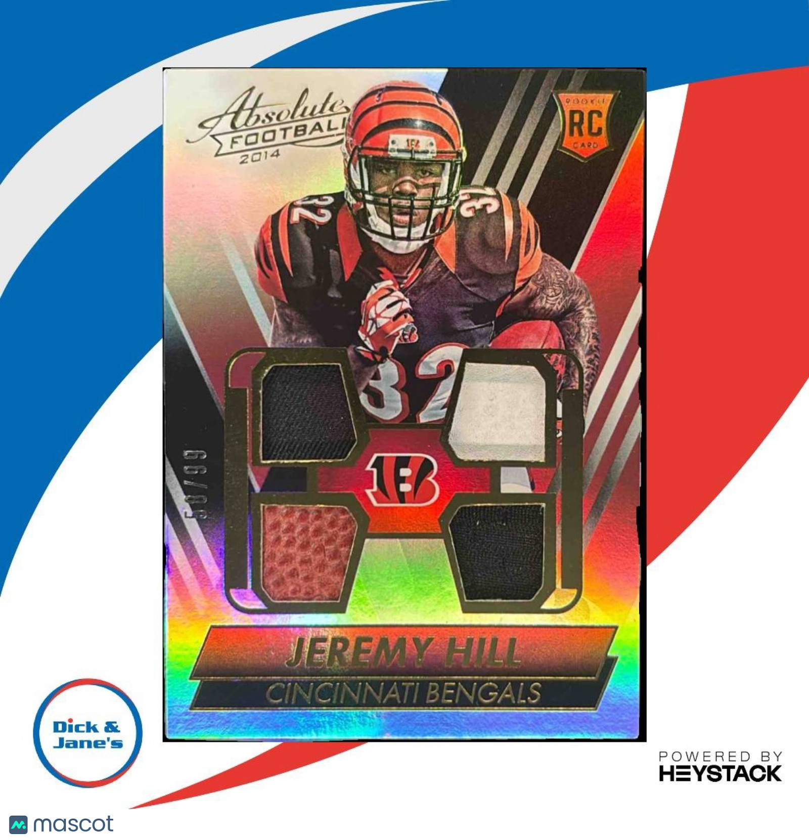 2014 Absolute Jeremy Hill Tools of the Trade Quad Patch /99 RC Bengals - Sports Cards