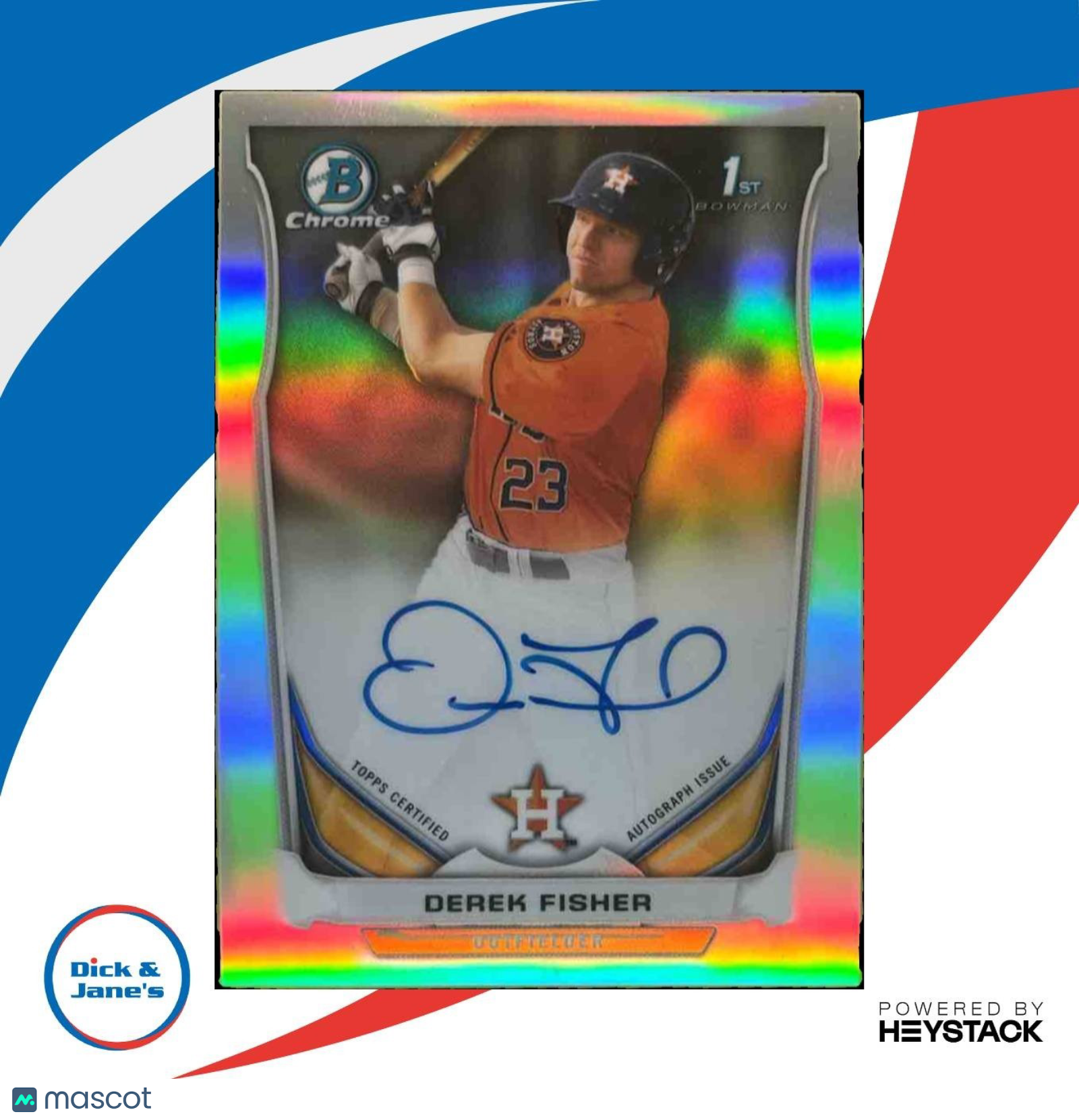 2014 Bowman Draft Derek Fisher Chrome Pick Auto Refractor #BCA-DF Houston Astros - Sports Cards