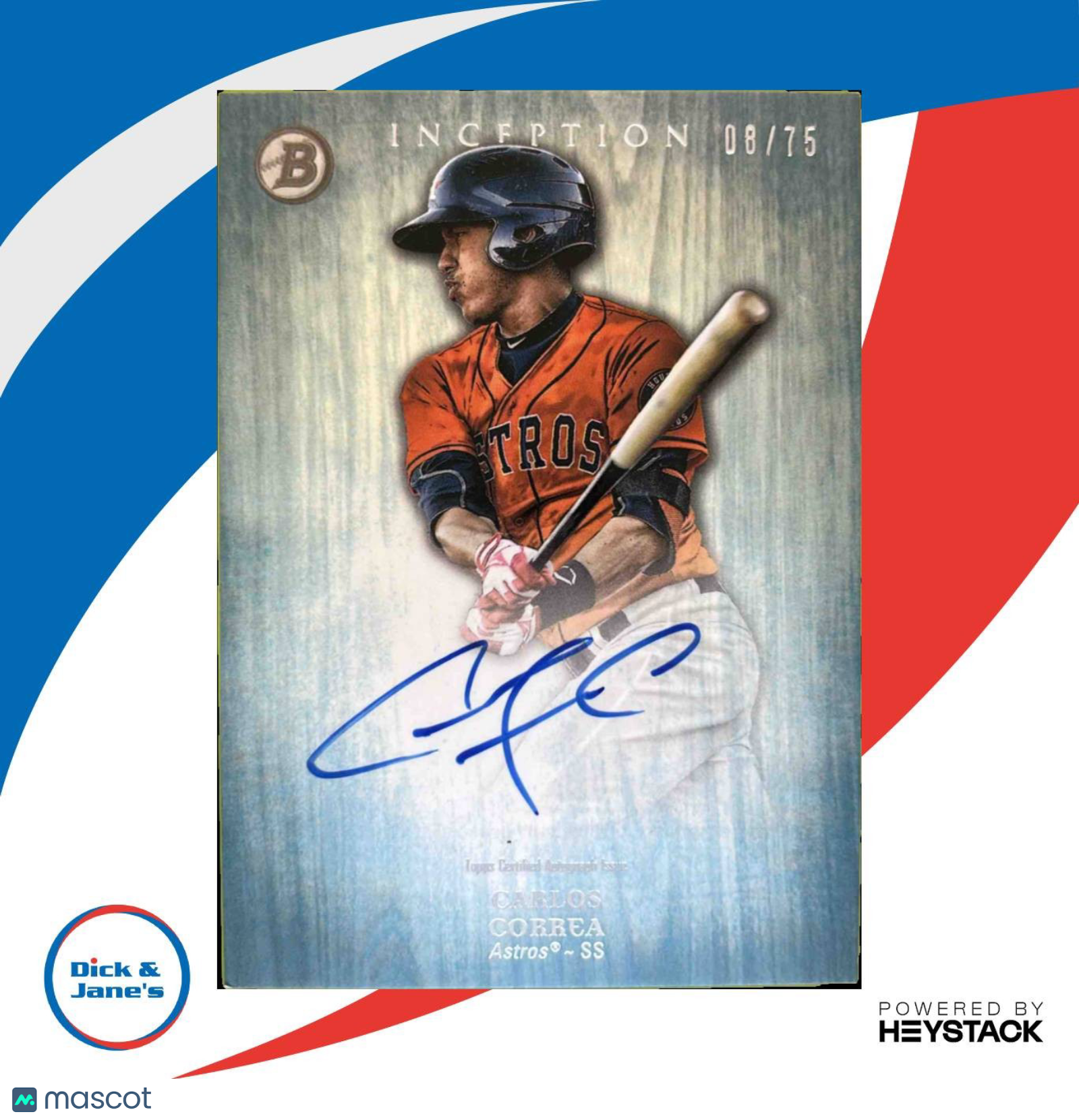 2014 Bowman Inception Carlos Correa Prospect Auto Blue 8/75 PA CC Houston Astros Sports Cards