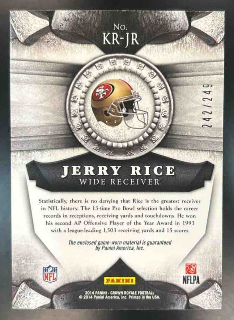 2014 Crown Royale Jerry Rice Knights of the Round Table Patch /249 49ers - Sports Cards