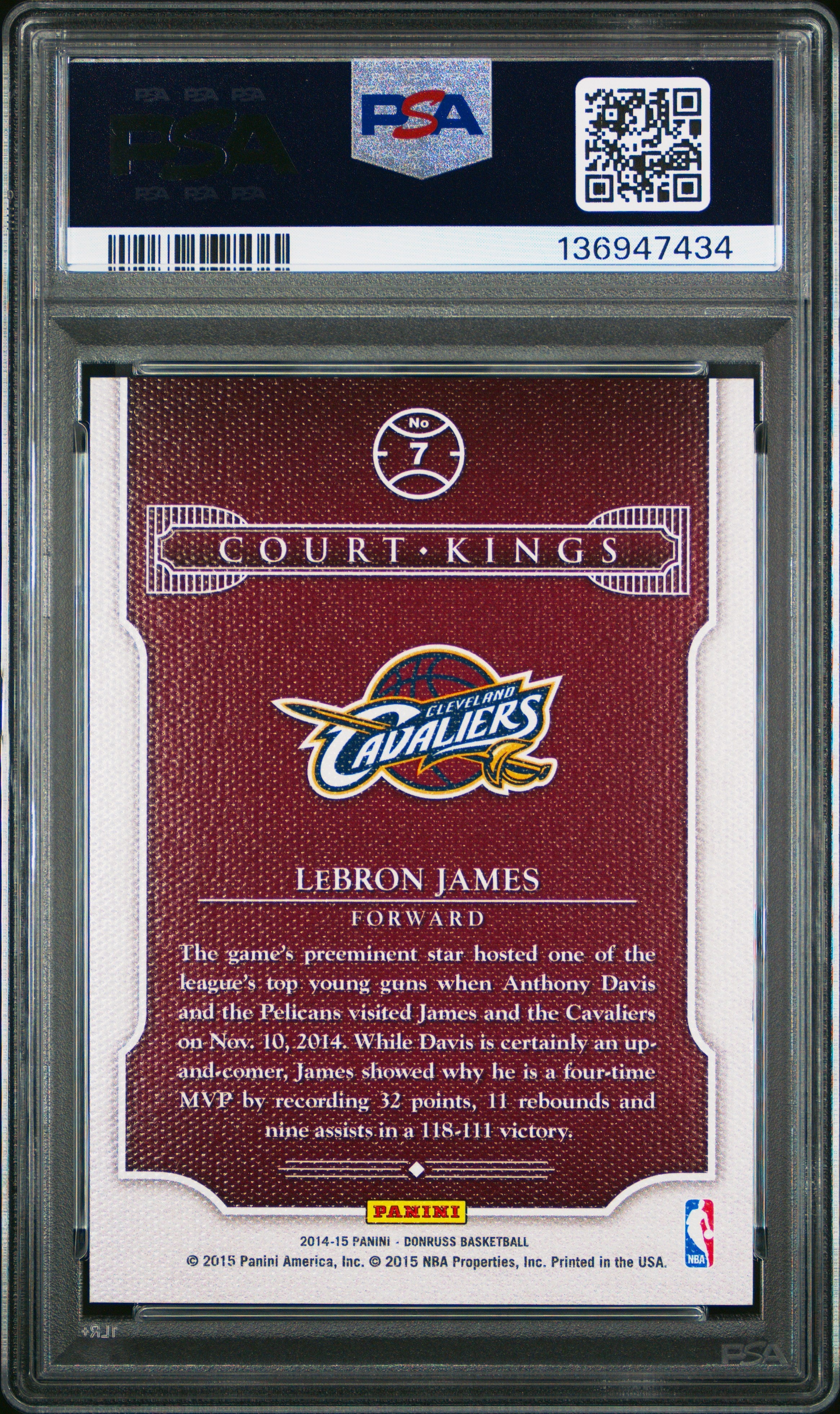 2014 Donruss Court Kings LeBron James Career Stat /99 PSA 10 GEM MINT Cavaliers - Graded Sports Cards