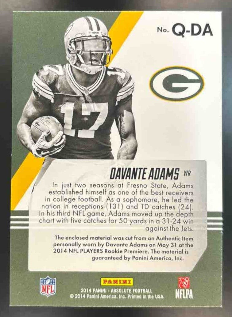 2014 Panini Absolute Davante Adams Tools of the Trade Rookie Quad Jersey /249 RC - Sports Cards