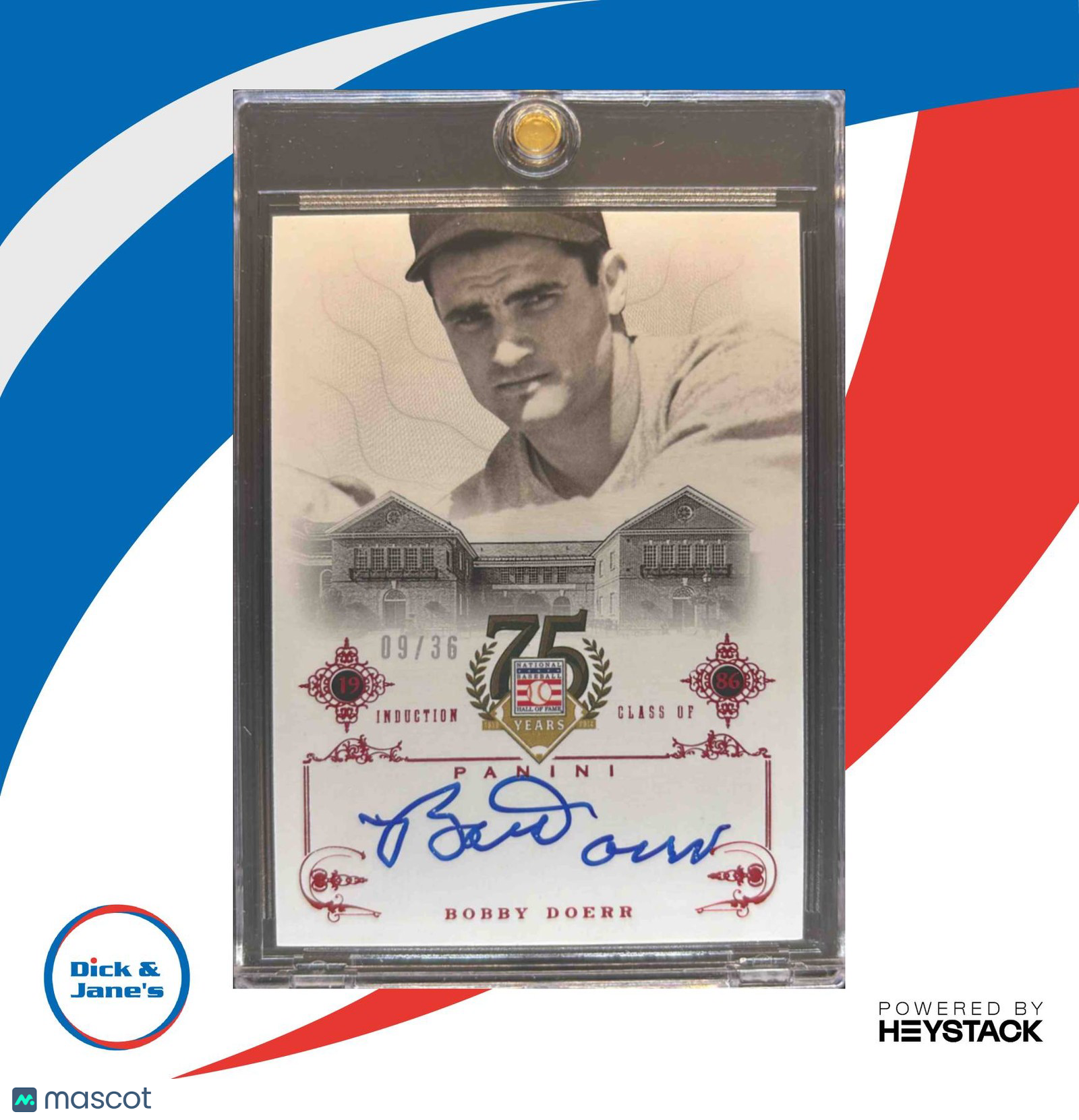 2014 Panini Hall of Fame 75th #75 Bobby Doerr Signatures Red /36 Auto Red Sox - Sports Cards