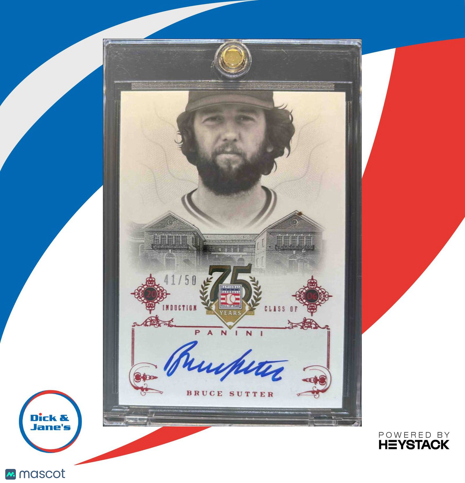 2014 Panini Hall of Fame 75th Bruce Sutter Signatures Red /50 #11 Auto Cardinals - Sports Cards