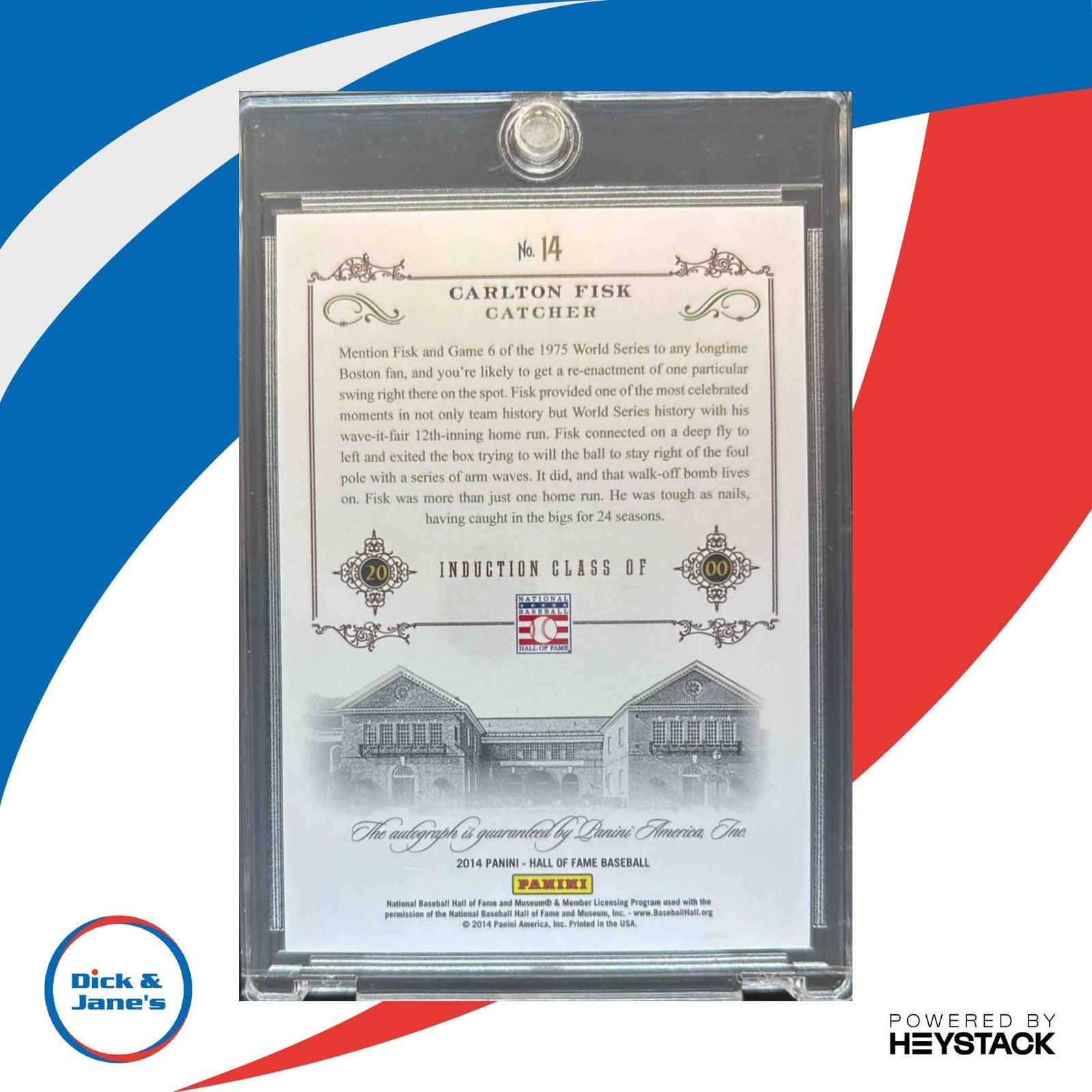 2014 Panini Hall of Fame 75th Carlton Fisk Signatures Red /50 14 Auto Boston Sox - Sports Cards