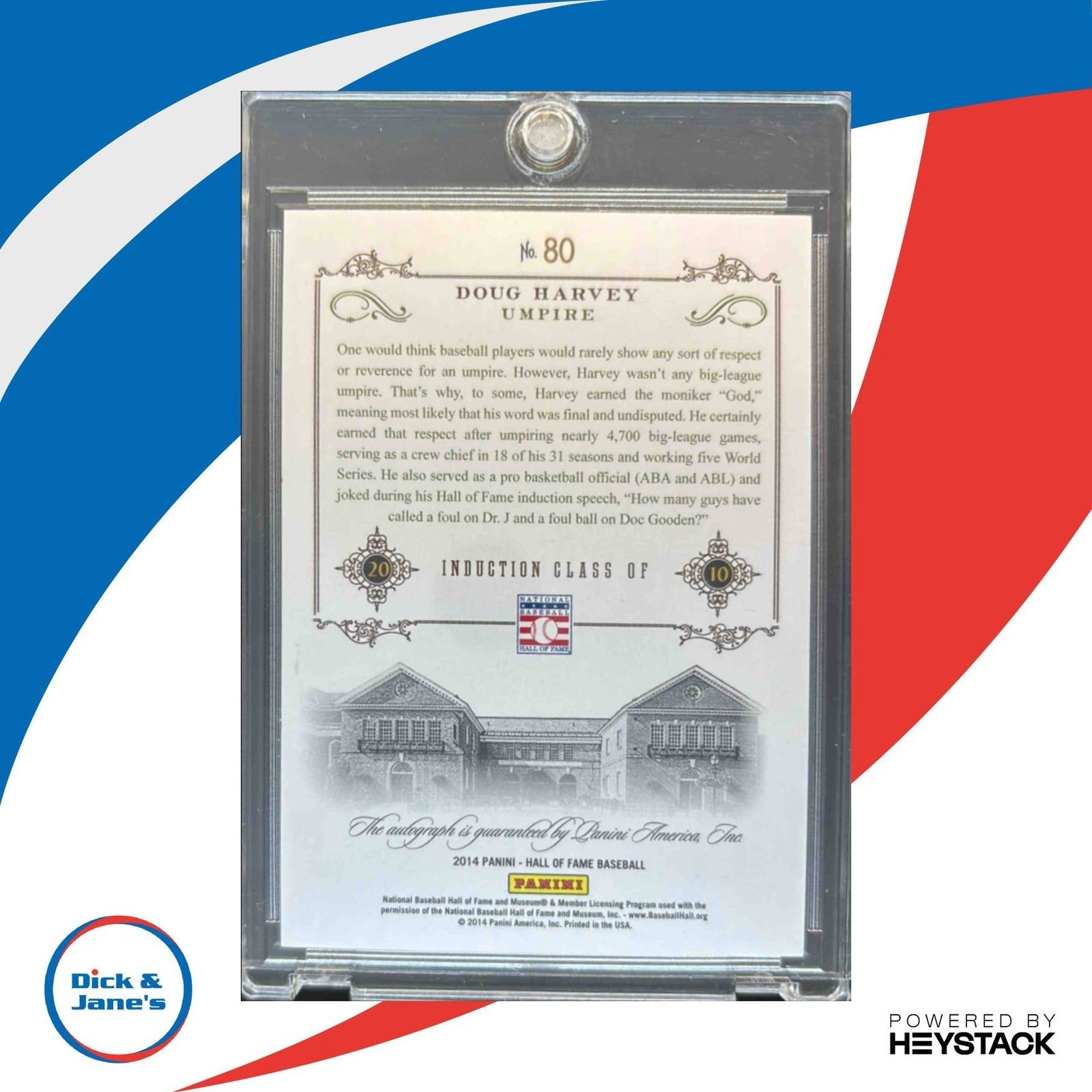 2014 Panini Hall of Fame 75th Doug Harvey Signatures Blue /25 #80 Auto Umpire - Sports Cards