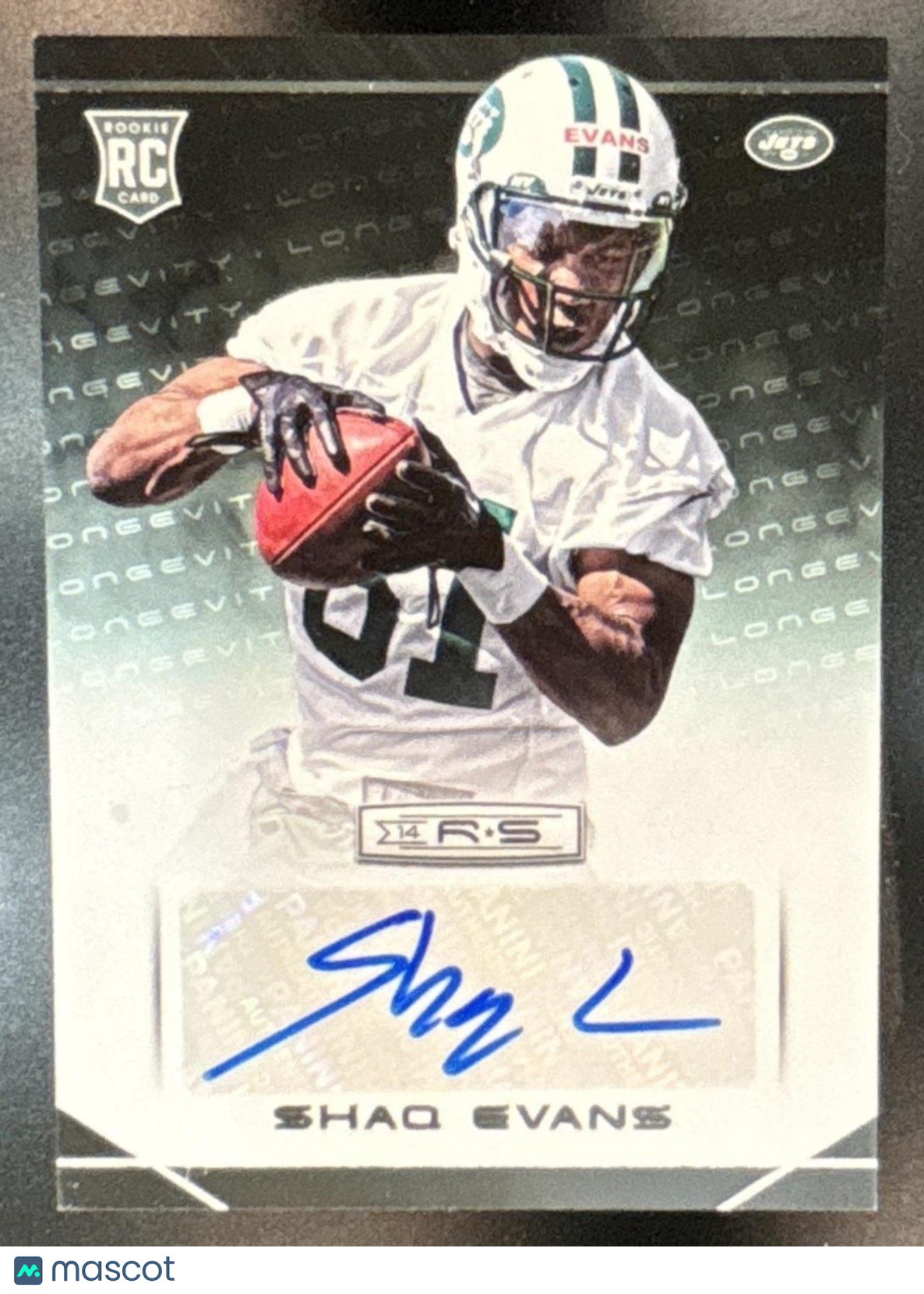 2014 Panini Rookies & Stars Longevity Shaq Evans Signatures #182 RC Auto Jets - Sports Cards