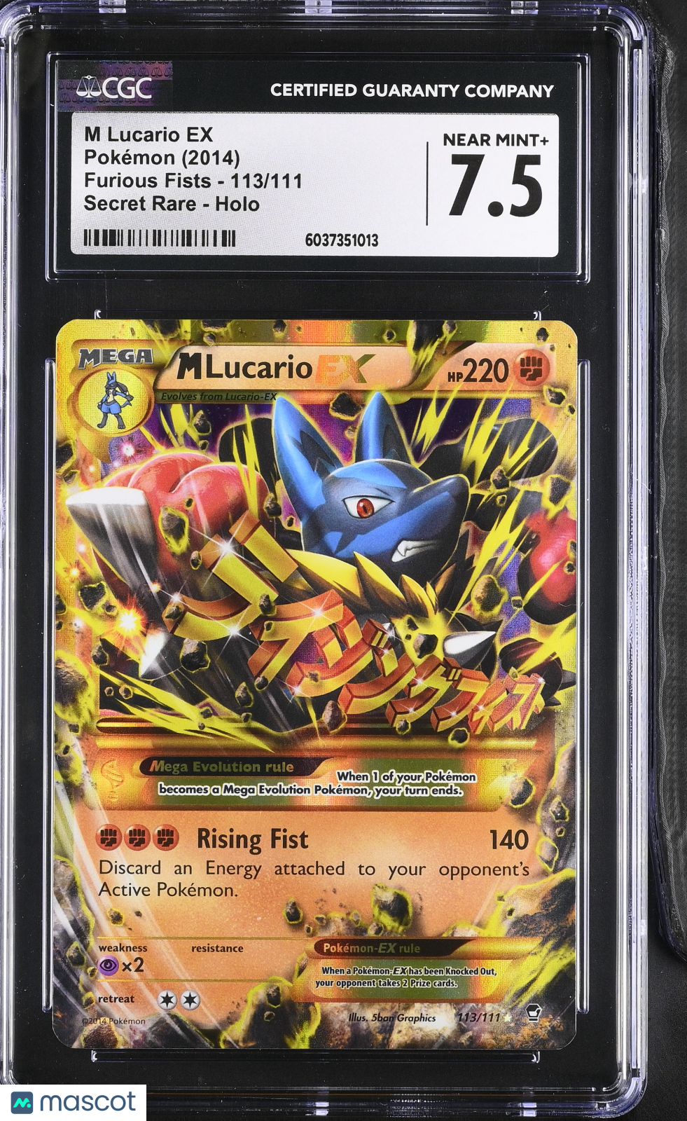 2014 Pokemon Furious Fists M Lucario EX #113/111 Secret Rare CGC 7.5 - Graded TCG/CCG