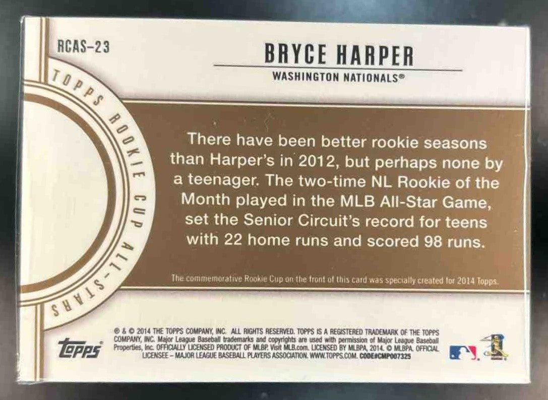2014 Topps Bryce Harper Rookie Cup All Stars Commemorative /99 Nationals - Sports Cards