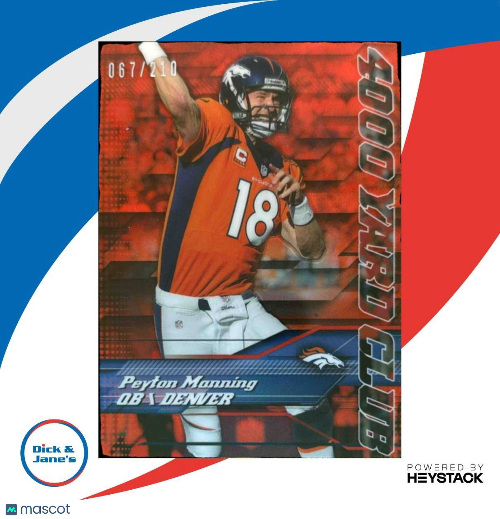 2014 Topps Chrome Mini Peyton Manning 4000 Yard Club Red /210 #6 Denver Broncos - Sports Cards