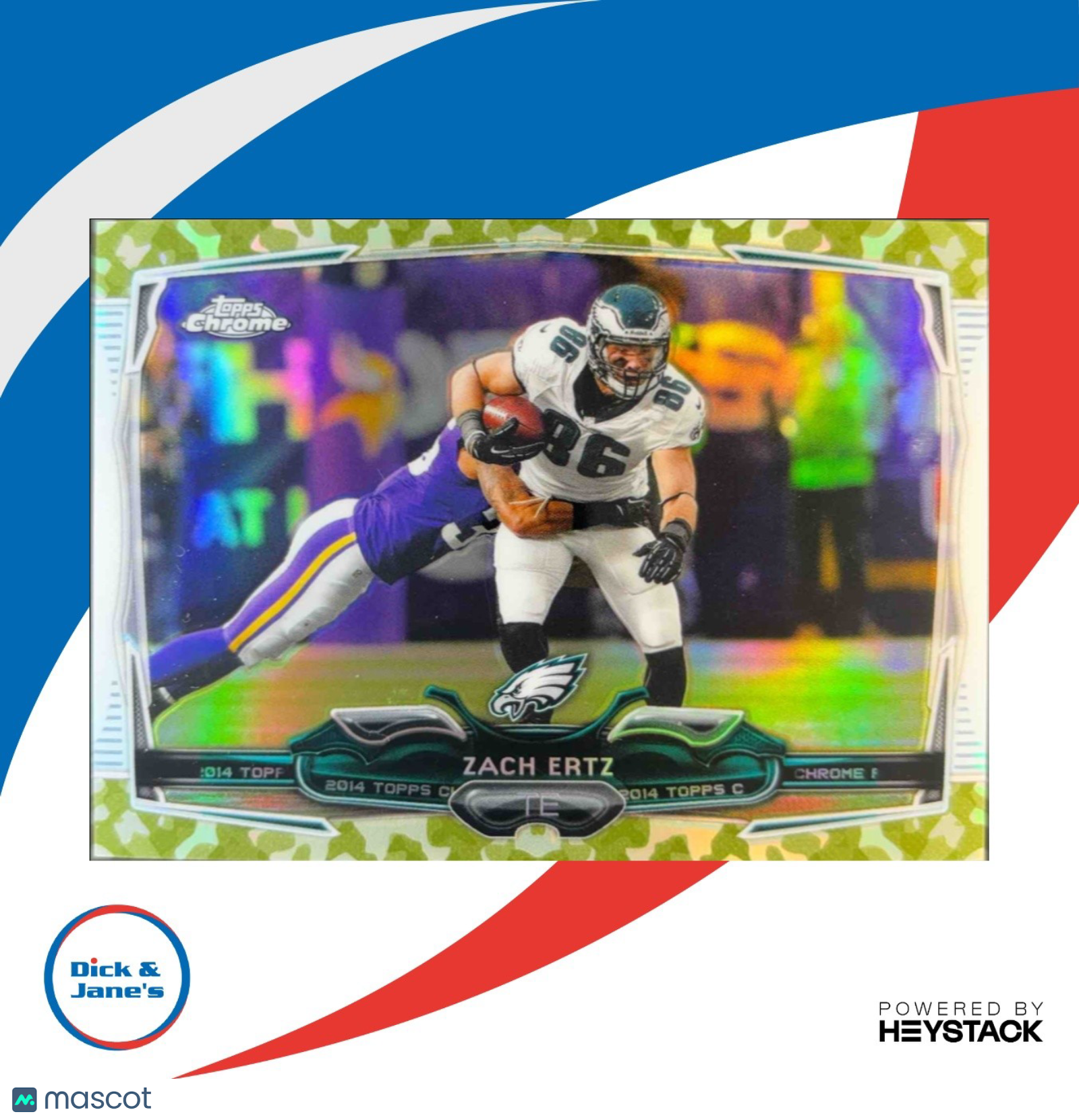 2014 Topps Chrome Zach Ertz Camo Refractor 51/499 #34 Philadelphia Eagles - Sports Cards