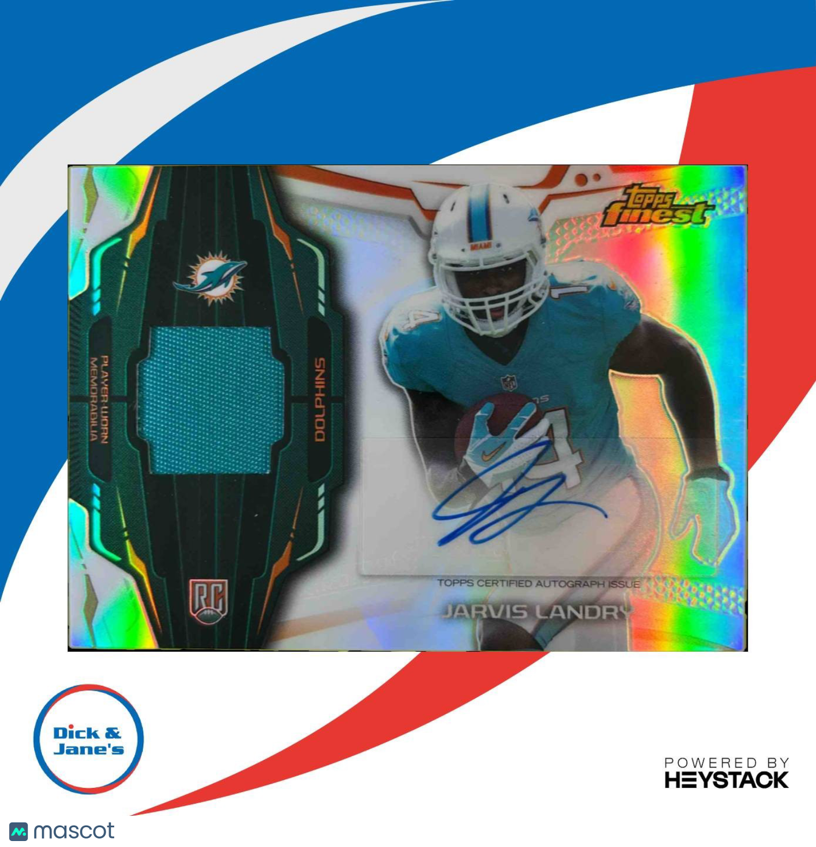 2014 Topps Finest Jarvis Landry Rookie Patch Auto Refractor RC Miami Dolphins - Sports Cards