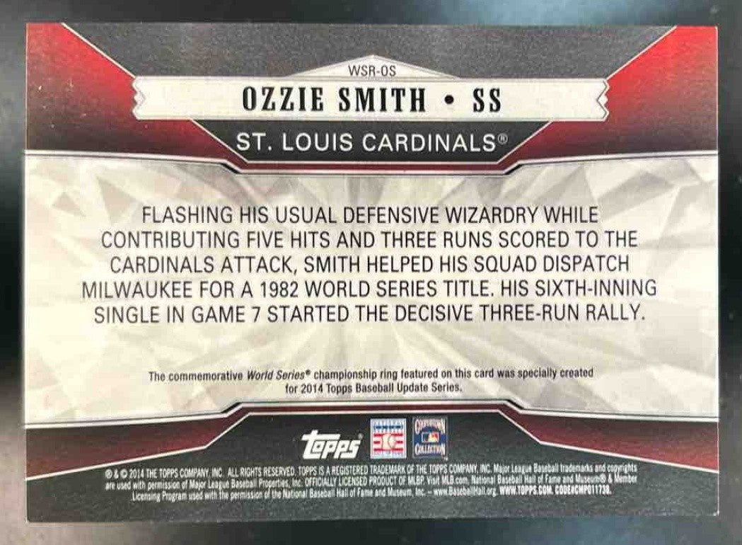 2014 Topps Update Ozzie Smith World Series Rings Silver St. Louis Cardinals - Sports Cards