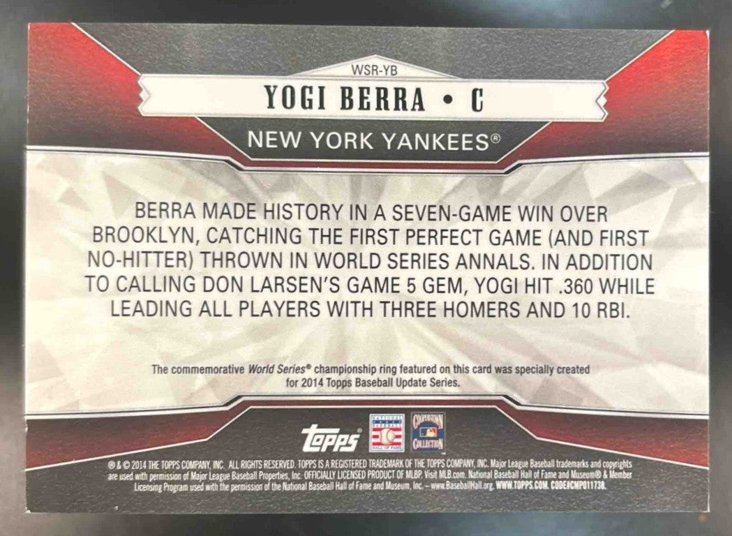 2014 Topps Update Yogi Berra World Series Rings Silver #WSR-YB New York Yankees - Sports Cards