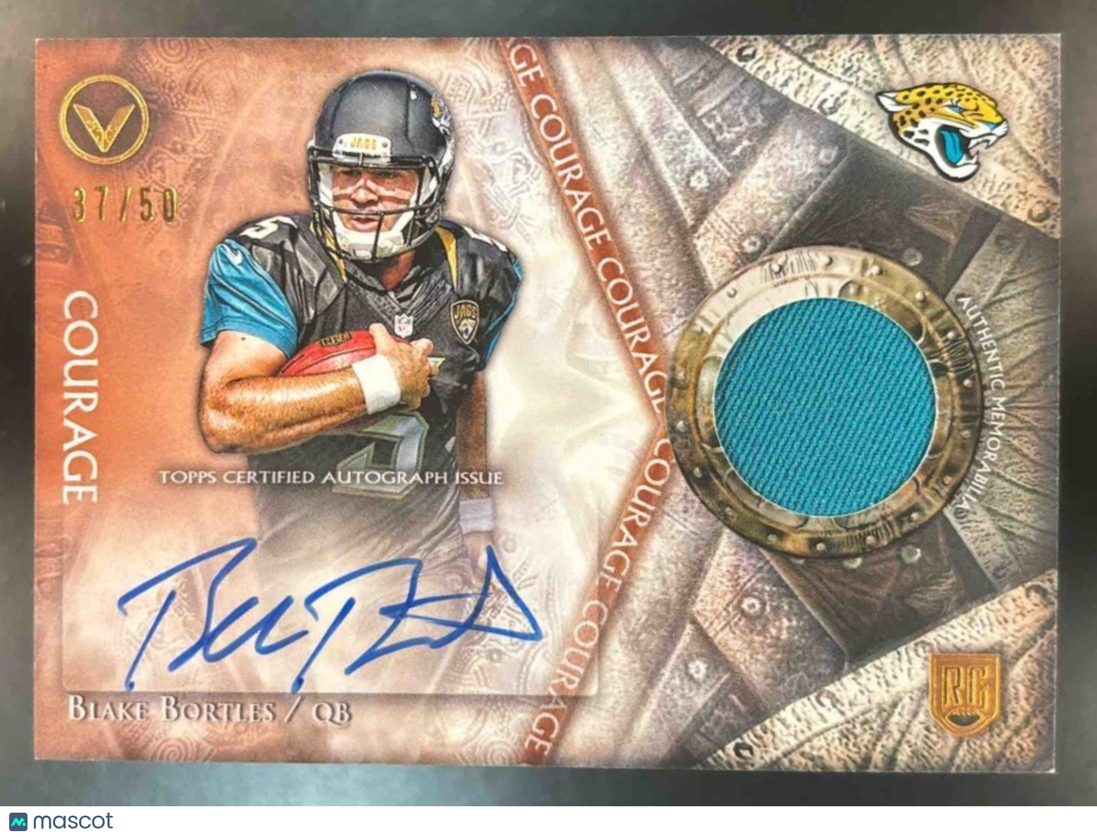 2014 Topps Valor Blake Bortles Shield of Honor Patch Auto /50 RC Jaguars - Sports Cards