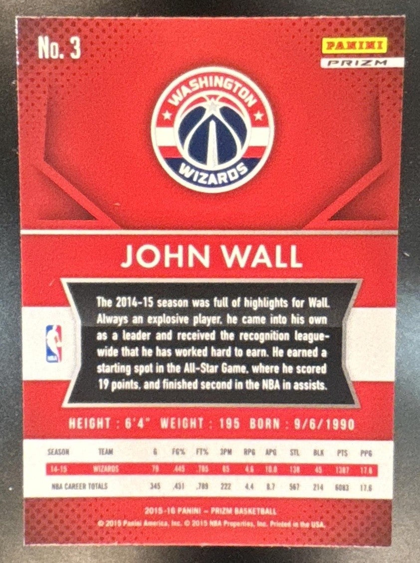 2015-16 Panini Prizm John Wall Silver Prizms #3 Washington Wizards - Sports Cards