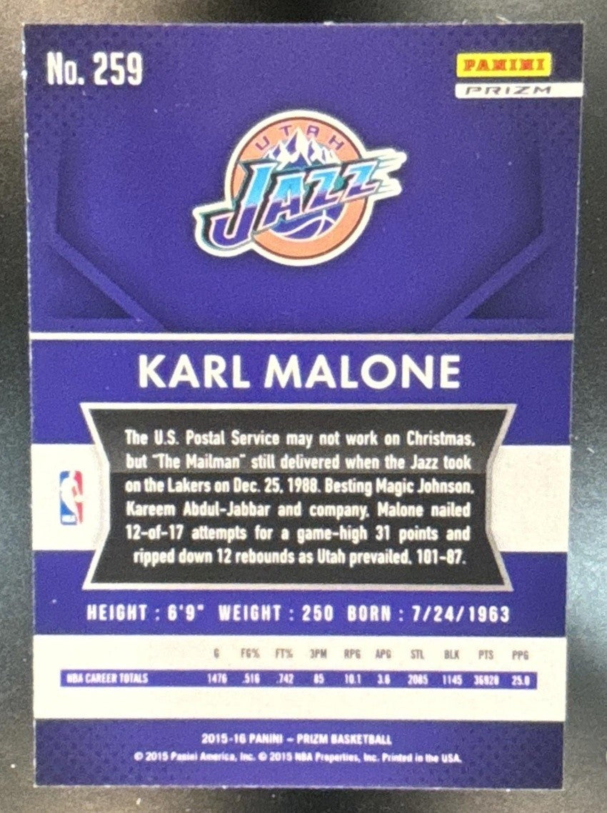 2015-16 Panini Prizm Karl Malone Silver Prizms #259 Utah Jazz - Sports Cards