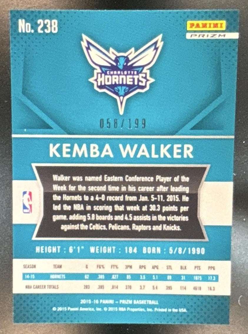 2015-16 Panini Prizm Kemba Walker Light Blue Prizms /199 #238 Charlotte Hornets - Sports Cards