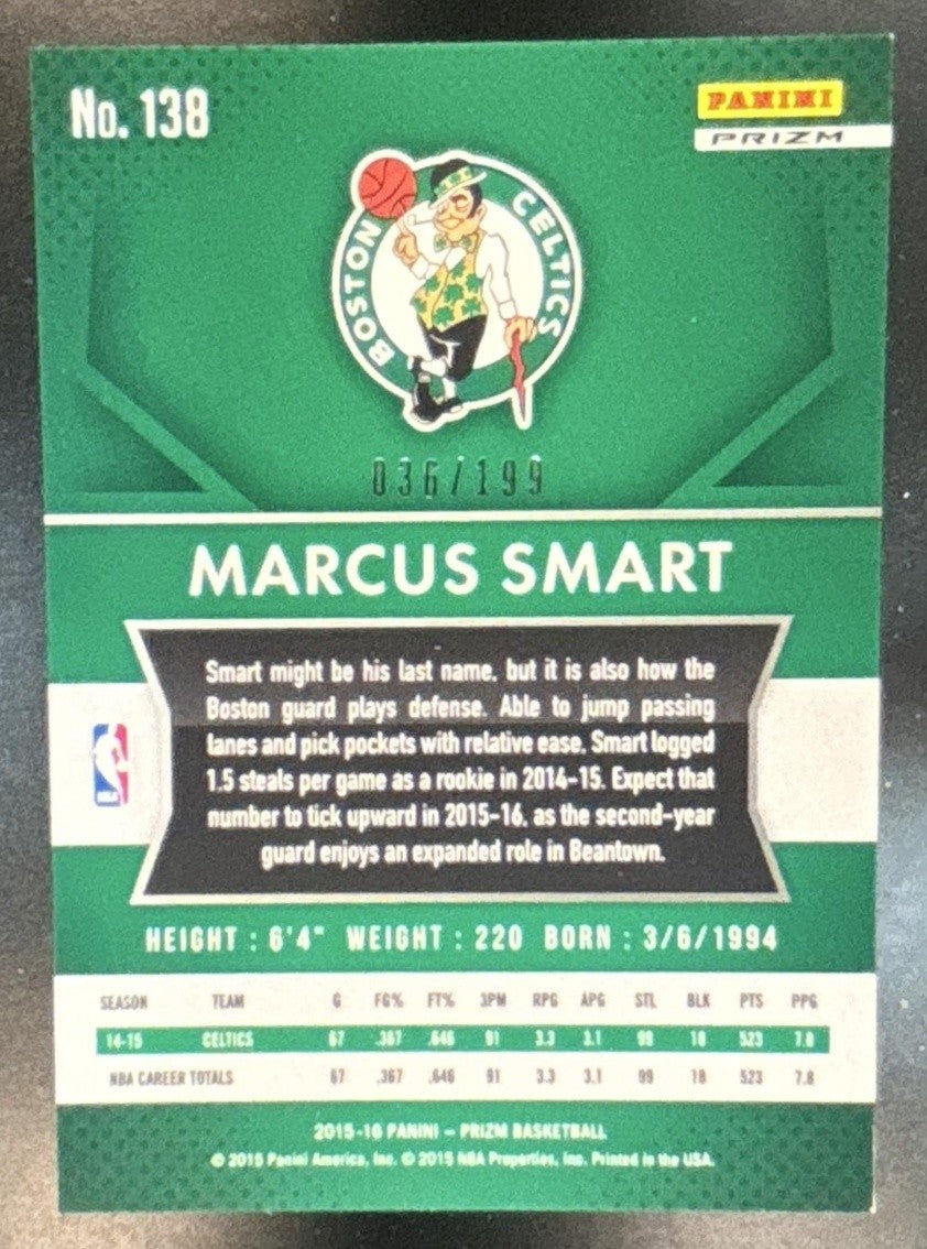 2015-16 Panini Prizm Marcus Smart Light Blue Prizms /199 #138 Boston Celtics - Sports Cards