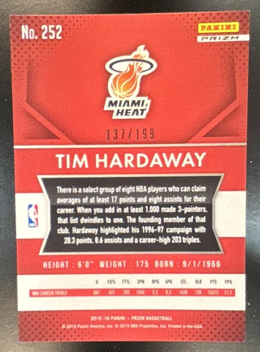 2015-16 Panini Prizm Tim Hardaway Light Blue Prizms /199 #252 Miami Heat - Sports Cards