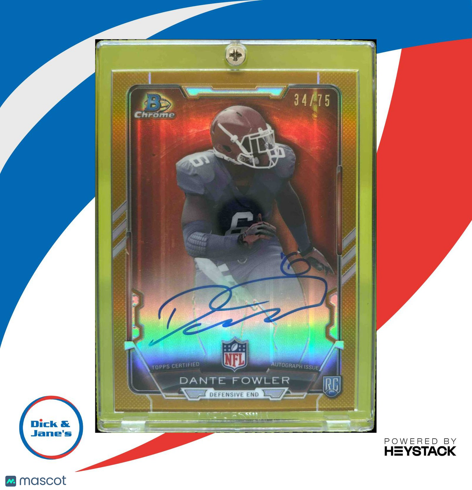 2015 Bowman Dante Fowler Jr Rookie Chrome Refractor Auto Gold /75 Florida Gators - Sports Cards