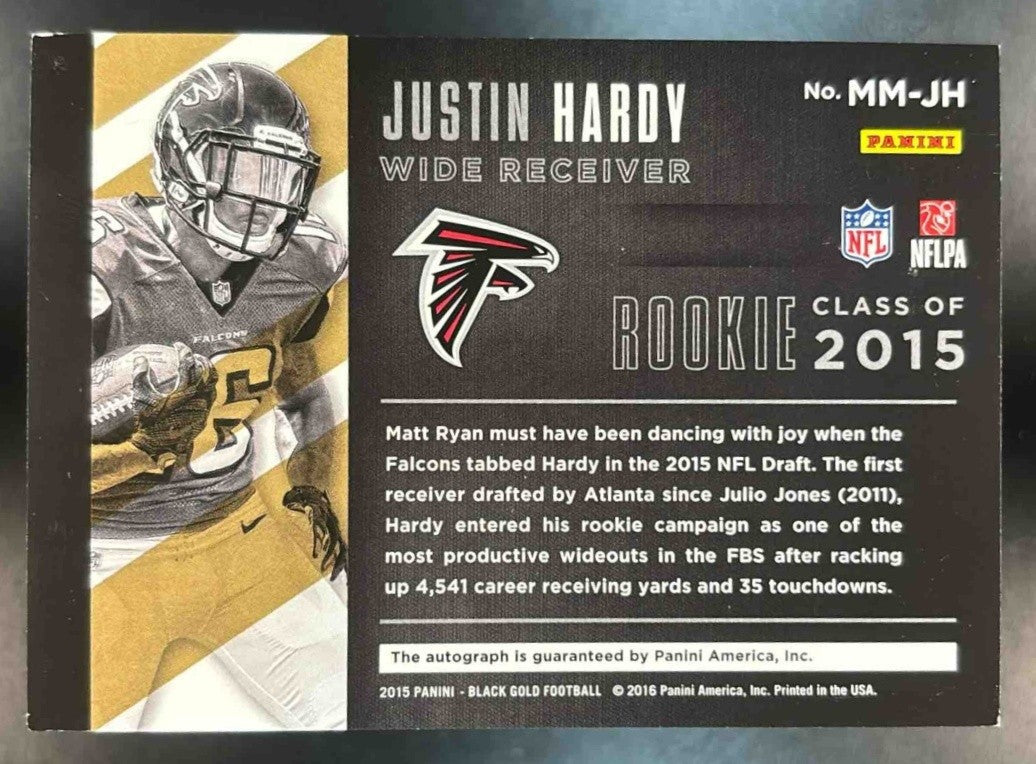 2015 Panini Black Gold Justin Hardy Metallic Marks /99 RC Auto Atlanta Falcons - Sports Cards