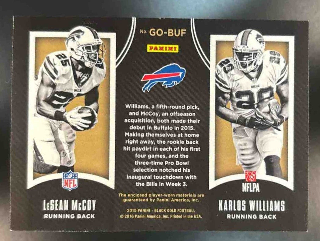 2015 Panini Black Gold Patch Karlos Williams LeSean McCoy /99 Buffalo Bills - Sports Cards