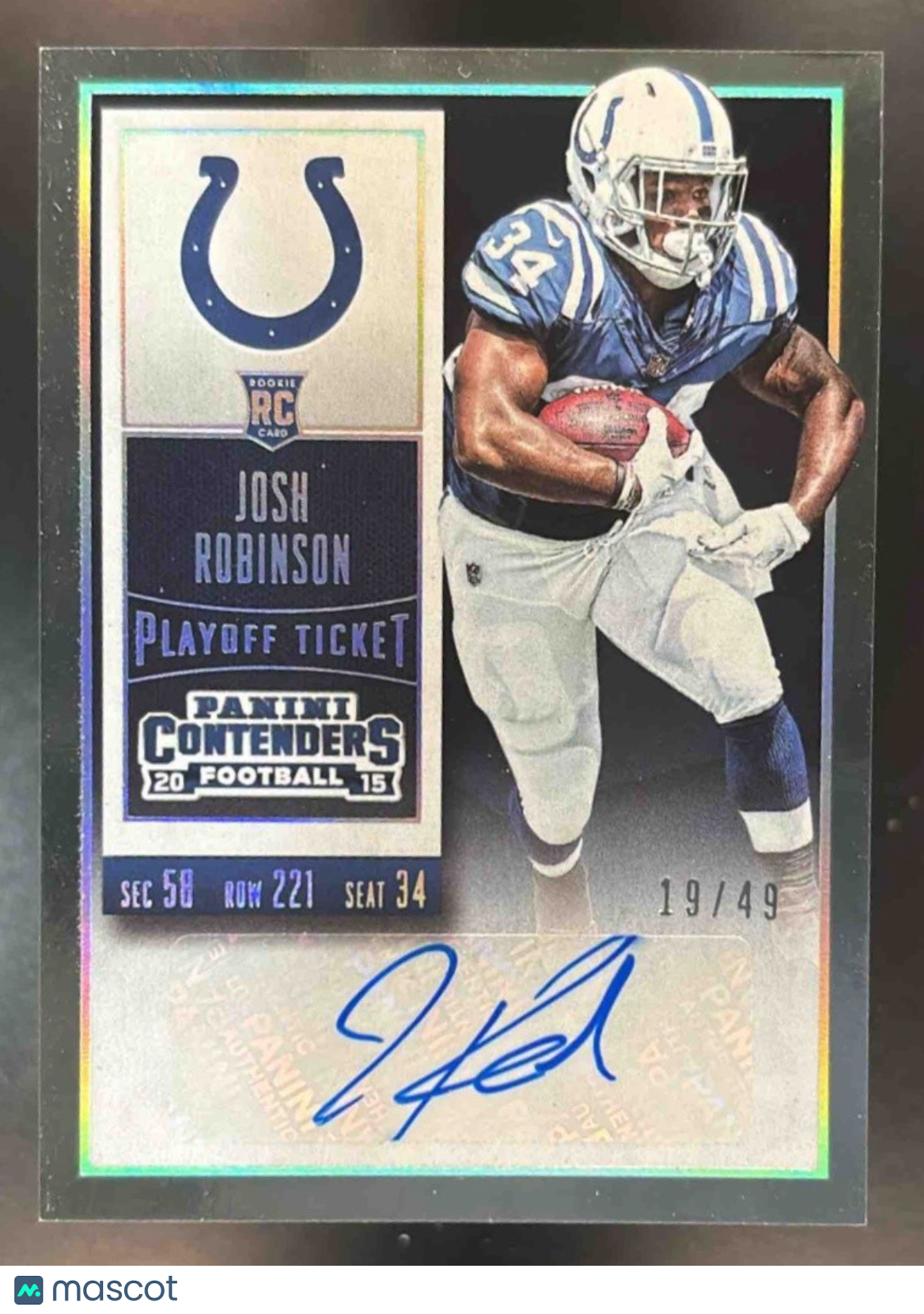 2015 Panini Contenders Josh Robinson Playoff Ticket 19/49 #147 RC Auto Colts - Sports Cards