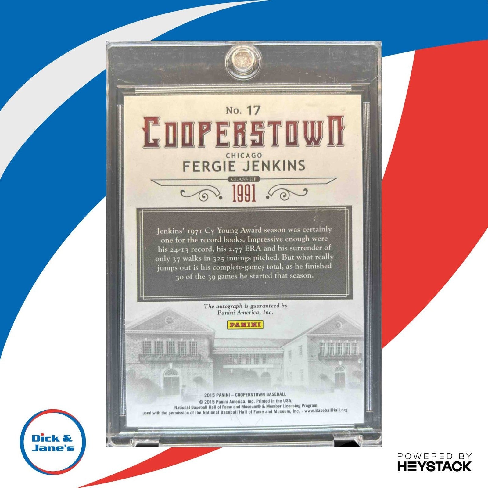 2015 Panini Cooperstown Fergie Jenkins HOF Signatures #17 Auto Chicago Cubs - Sports Cards