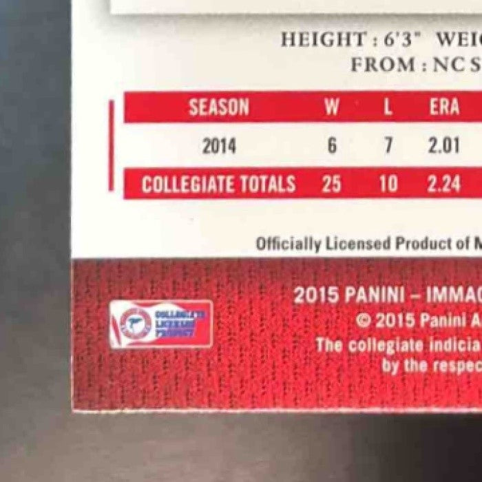 2015 Panini Immaculate Collection Collegiate Carlos Rodon Blue 9/10 #121 - Sports Cards