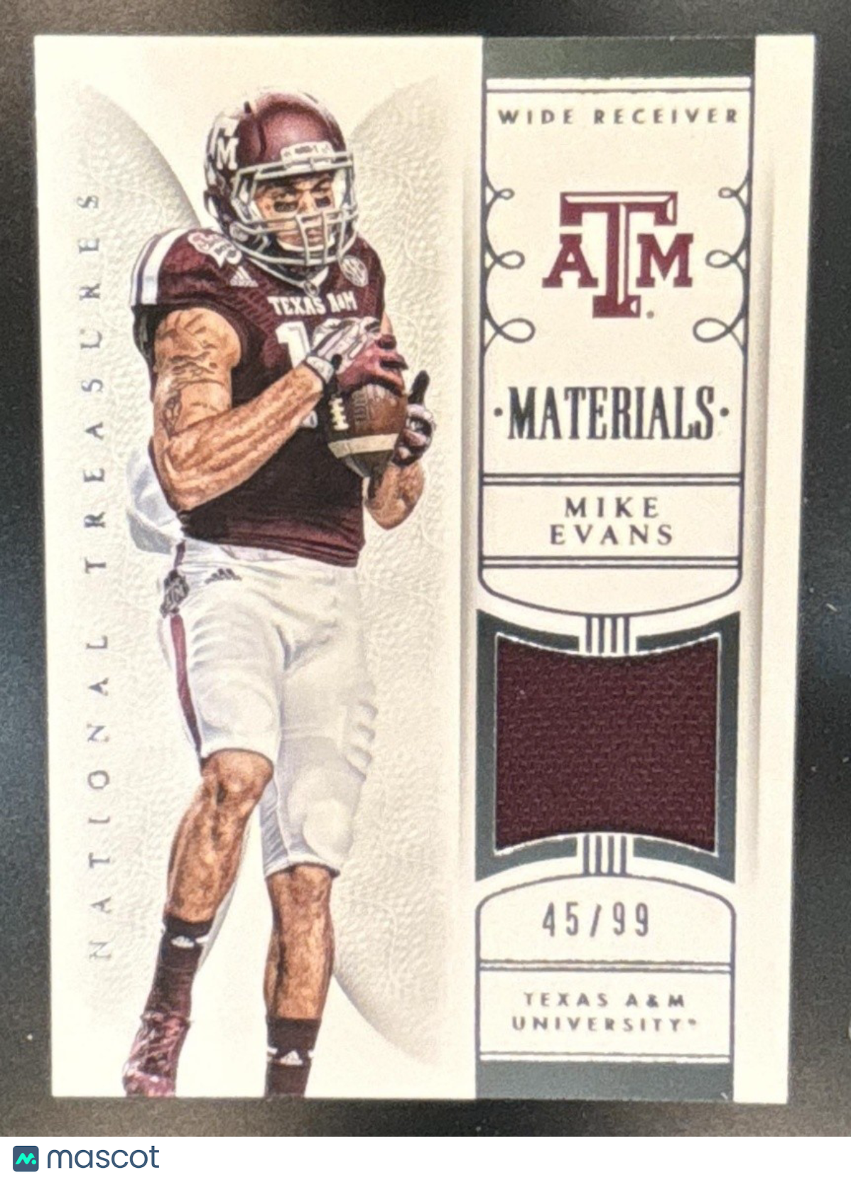 2015 Panini National Treasures Collegiate Mike Evans Materials /99 #88 MEM - Sports Cards