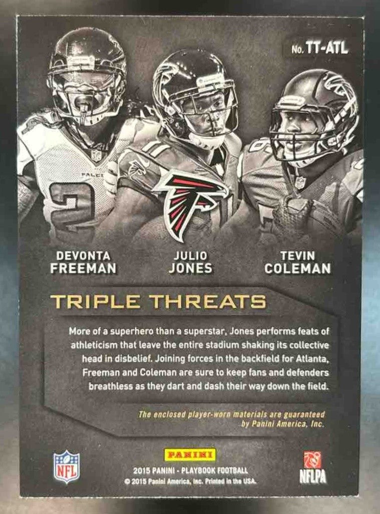 2015 Panini Playbook Devonta Freeman Julio Jones Tevin Coleman Triple Threat /99 - Sports Cards