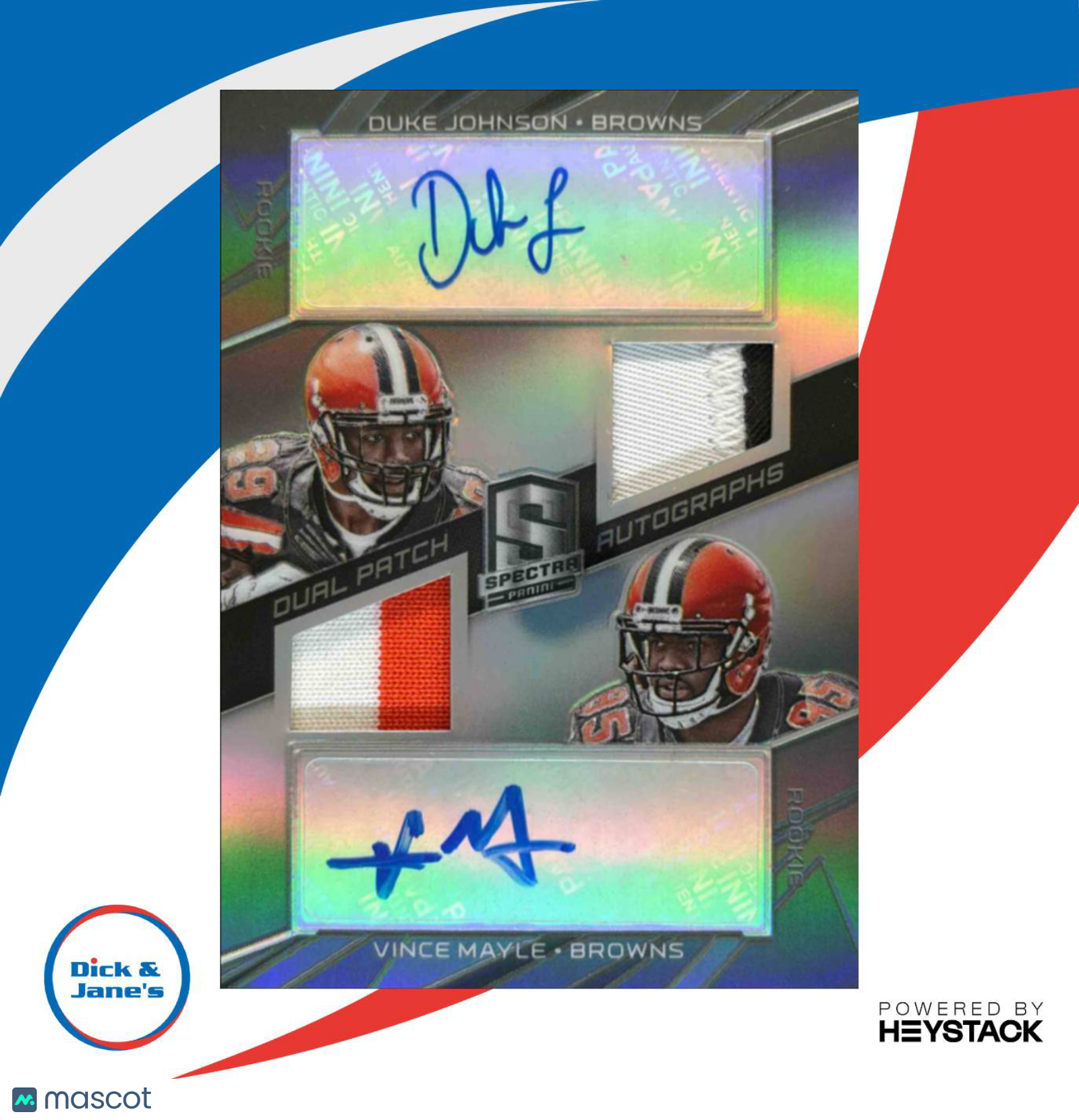 2015 Panini Spectra Duke Johnson Vince Mayle Rookie Dual Patch Auto 7/25 Browns - Sports Cards