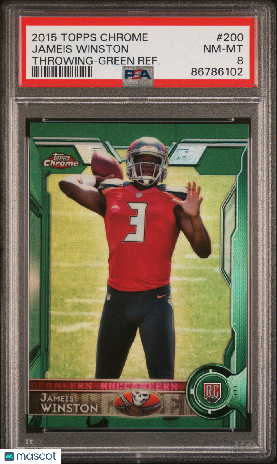 2015 Topps Chrome Jameis Winston Green Refractor Rookie PSA 8 Tampa Bay - Graded Sports Cards