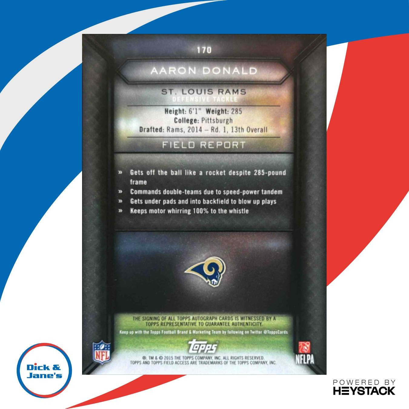 2015 Topps Field Access Aaron Donald Auto #170 St. Louis Rams - Sports Cards