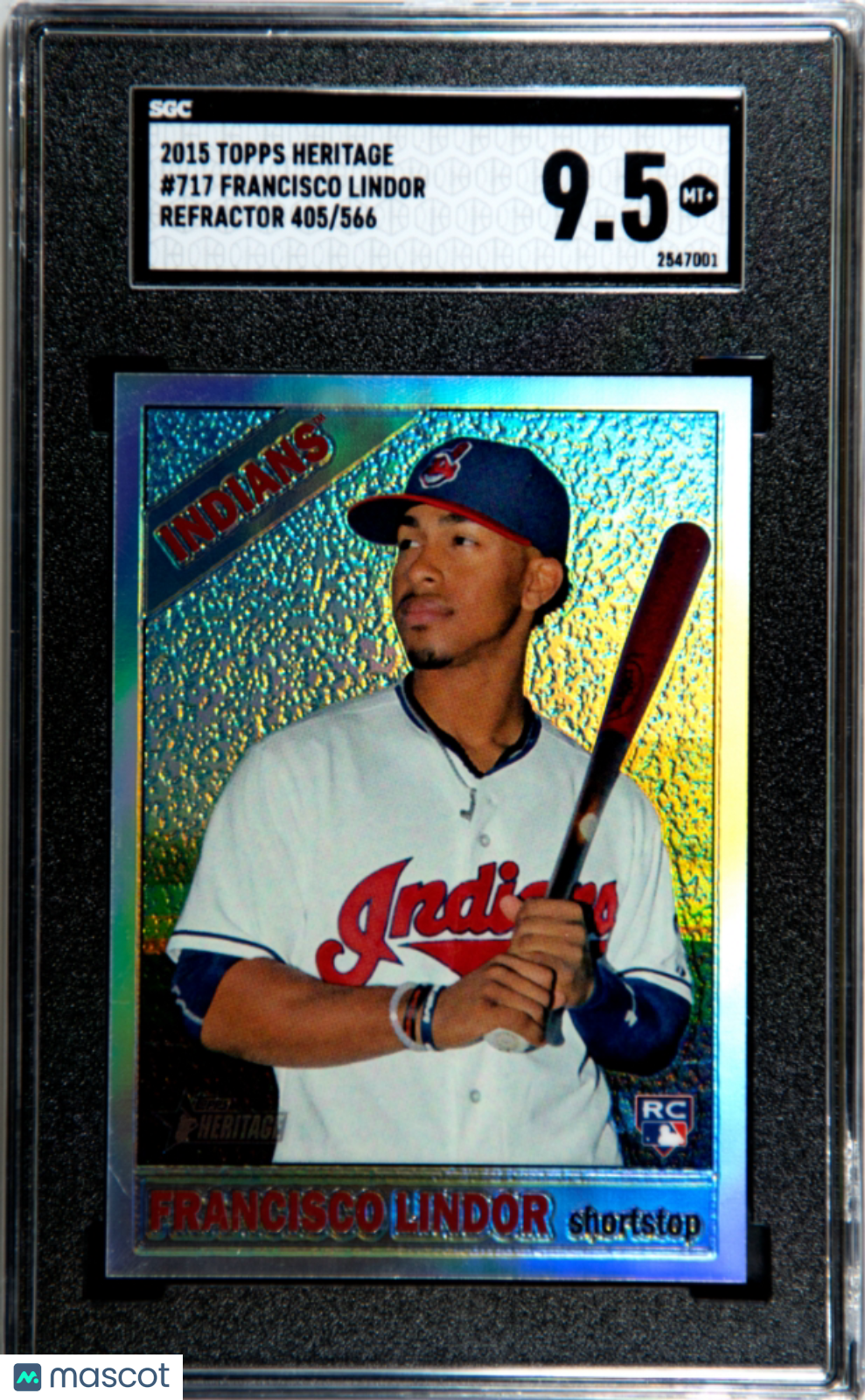 2015 Topps Heritage Francisco Lindor Refractor 405/566 Rookie #717 SGC 9.5 - Graded Sports Cards