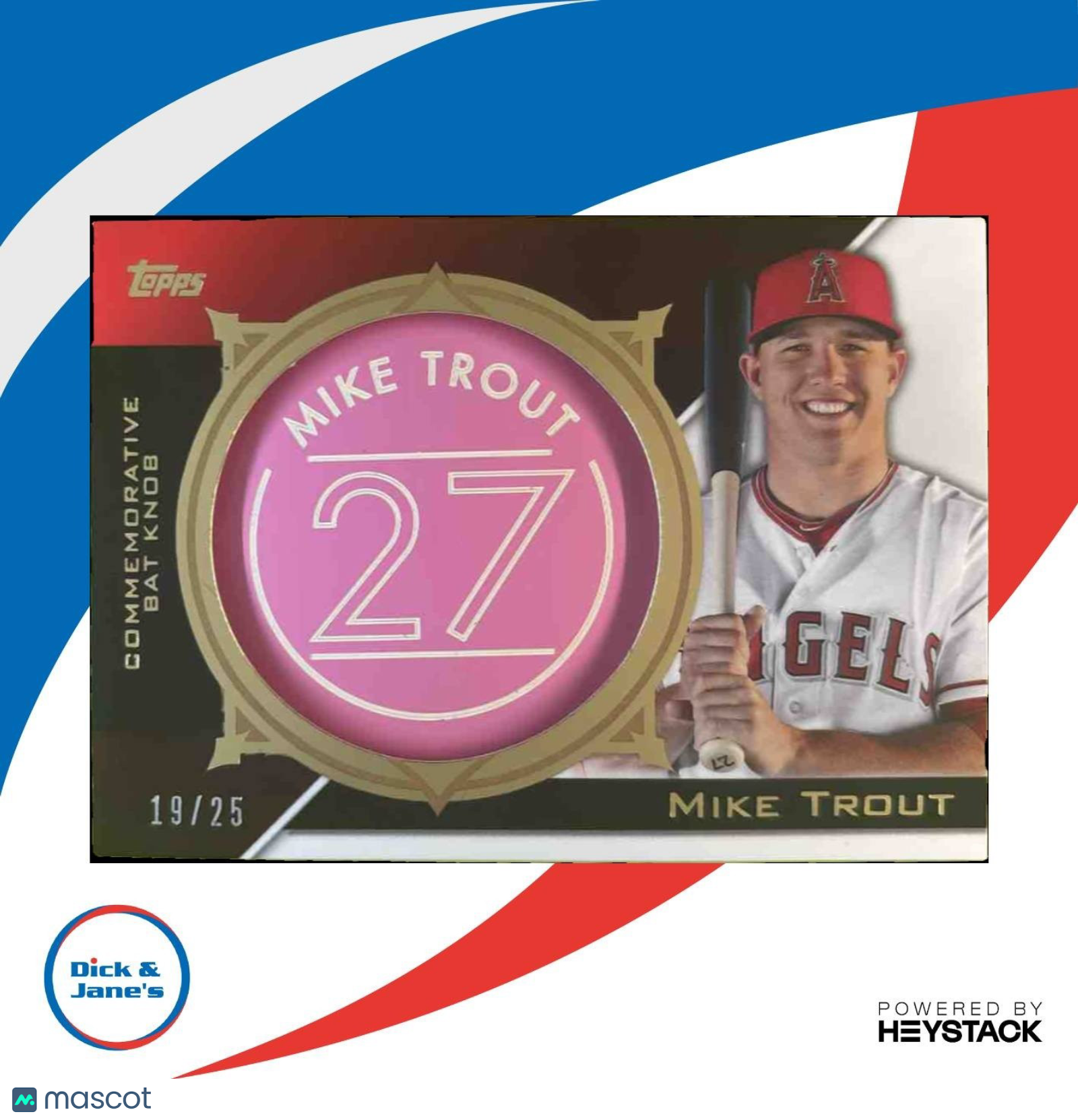2015 Topps Mike Trout Commemorative Bat Knobs Pink /25 Los Angeles Angels - Sports Cards