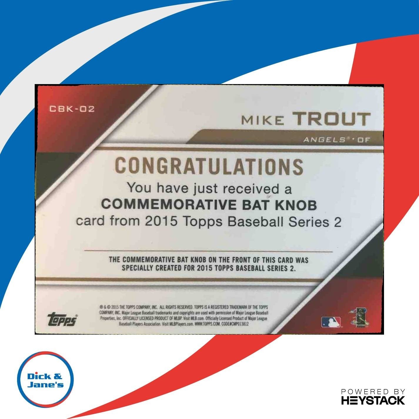 2015 Topps Mike Trout Commemorative Bat Knobs Pink /25 Los Angeles Angels - Sports Cards