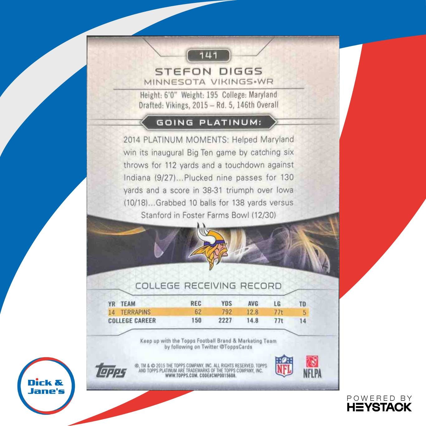 2015 Topps Platinum Stefon Diggs #141 RC Minnesota Vikings - Sports Cards