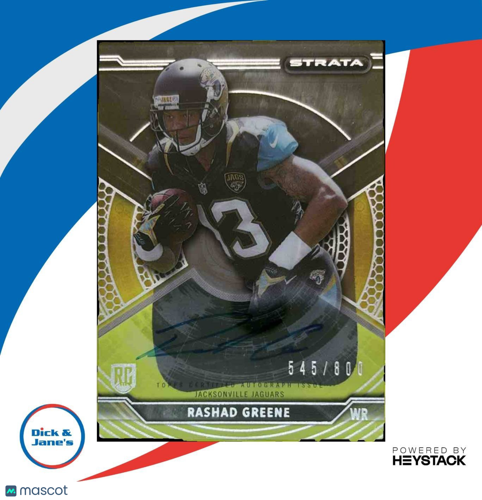 2015 Topps Strata Rashad Greene Auto /800 #SA-RGR RC Jacksonville Jaguars - Sports Cards