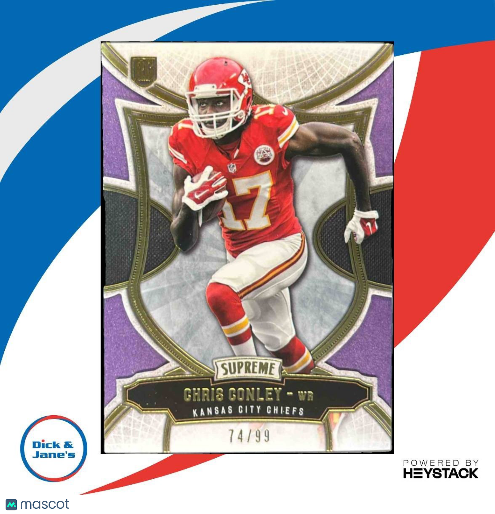 2015 Topps Supreme Chris Conley Violet 74/99 #92 RC Kansas City Chiefs - Sports Cards