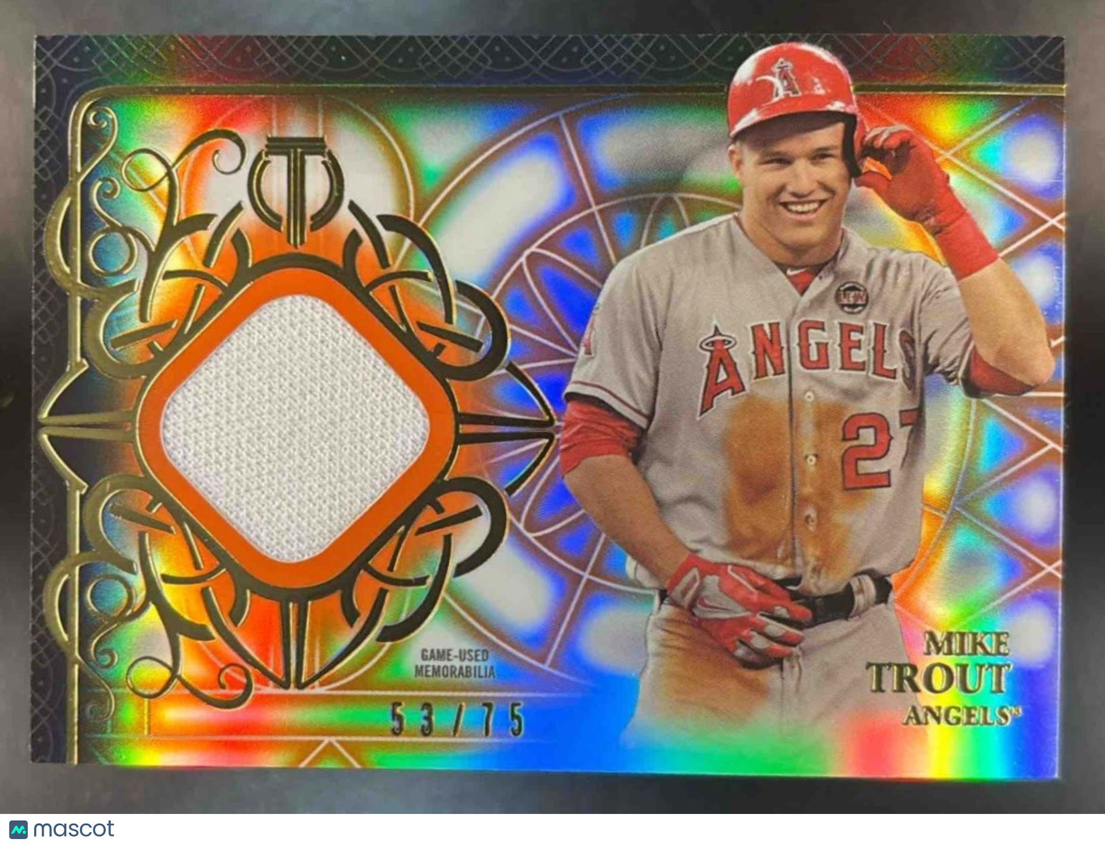 2015 Topps Tribute Mike Trout Relics Orange /75 #TR-MTR Los Angeles Angels - Sports Cards