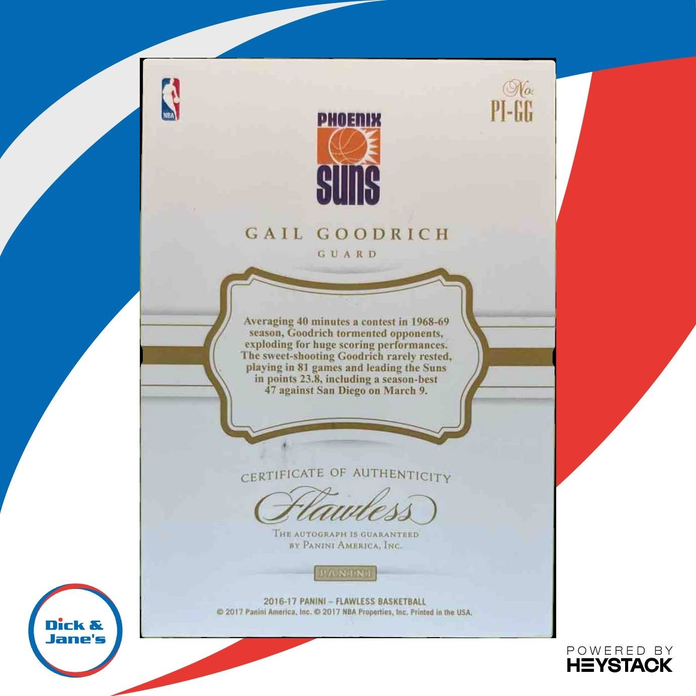 2016-17 Panini Flawless Gail Goodrich Premium Ink Gold /10 Auto Phoenix Suns - Sports Cards