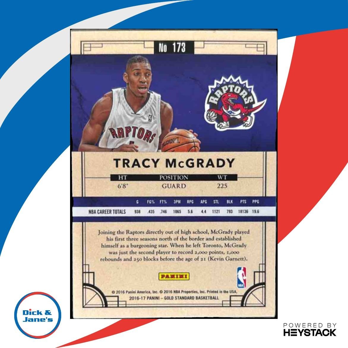 2016-17 Panini Gold Standard Tracy McGrady /269 #173 Auto Toronto Raptors - Sports Cards