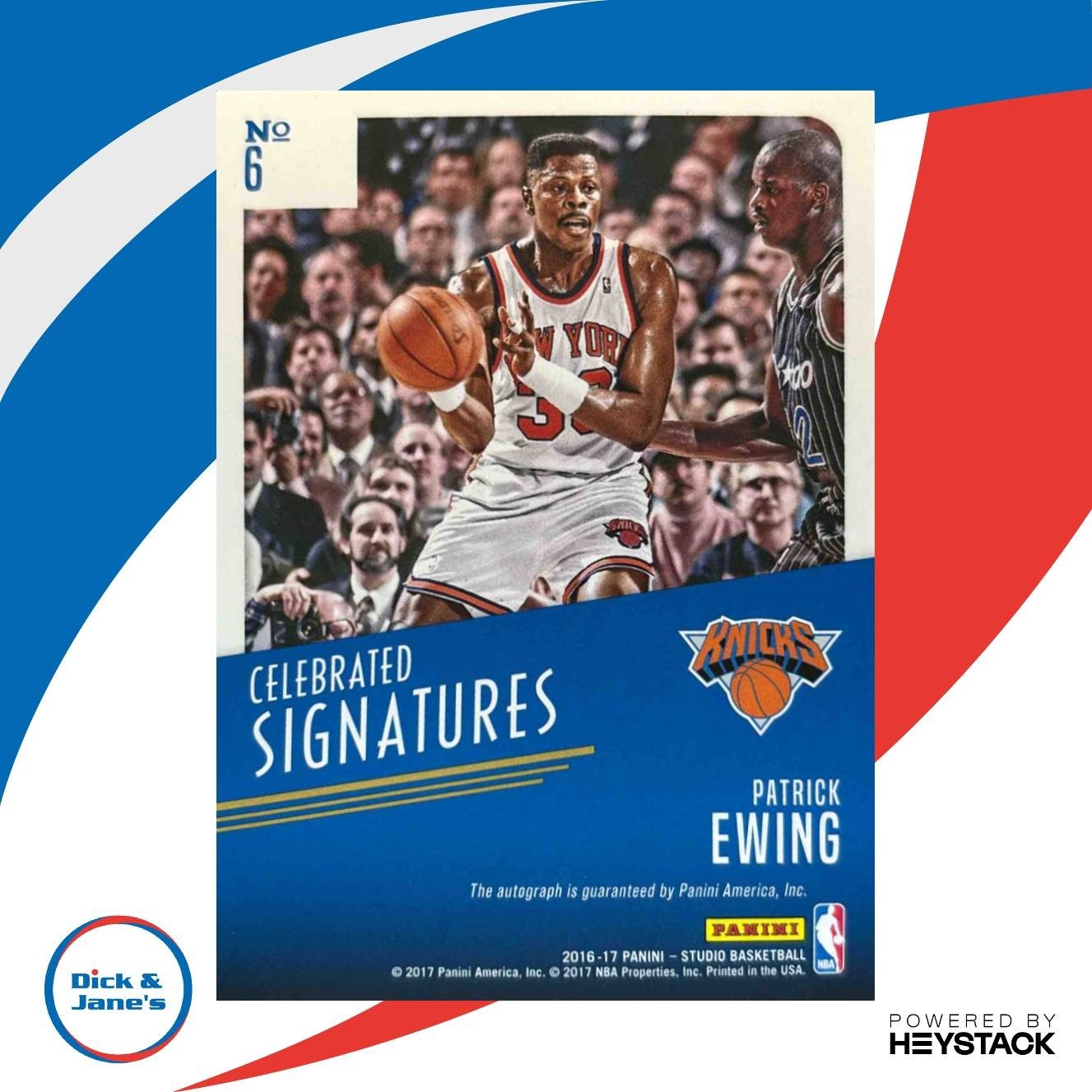 2016-17 Panini Studio Patrick Ewing Celebrated Signatures Teal /15 Auto Knicks - Sports Cards
