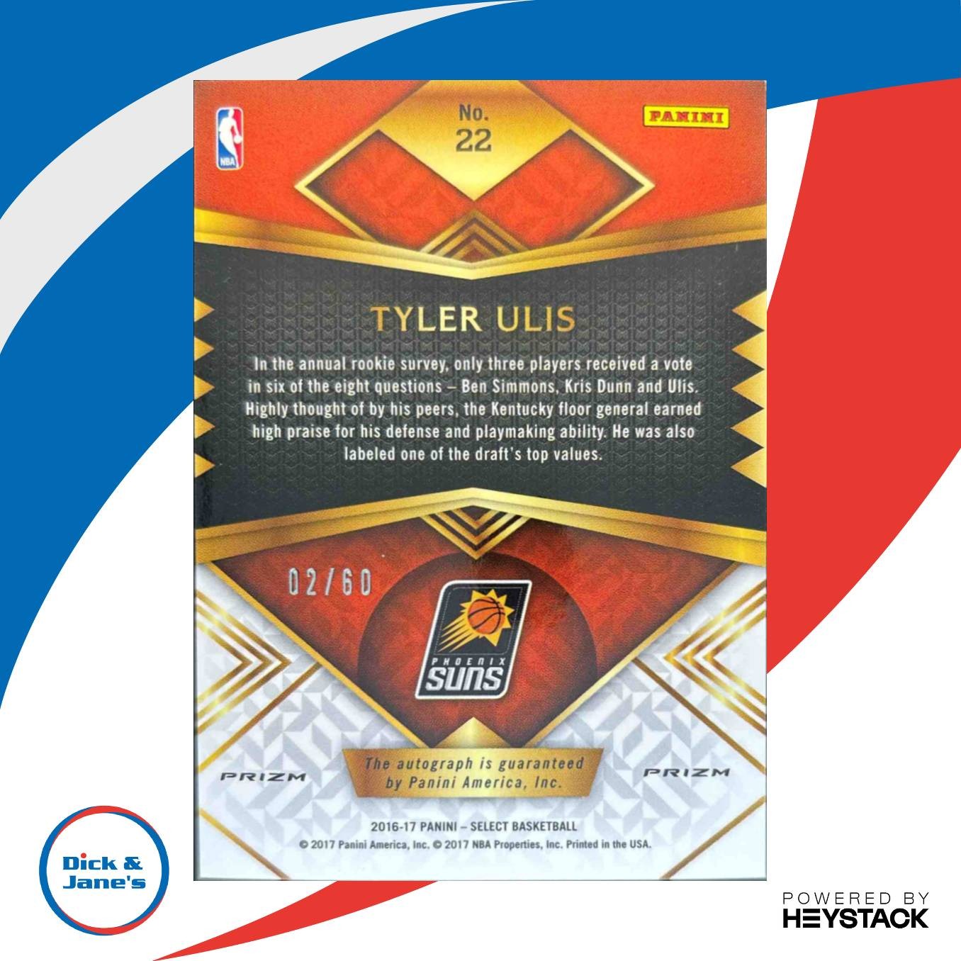 2016-17 Tyler Ulis Rookie Signatures Orange Prizms /60 #4 RC Timberwolves - Sports Cards