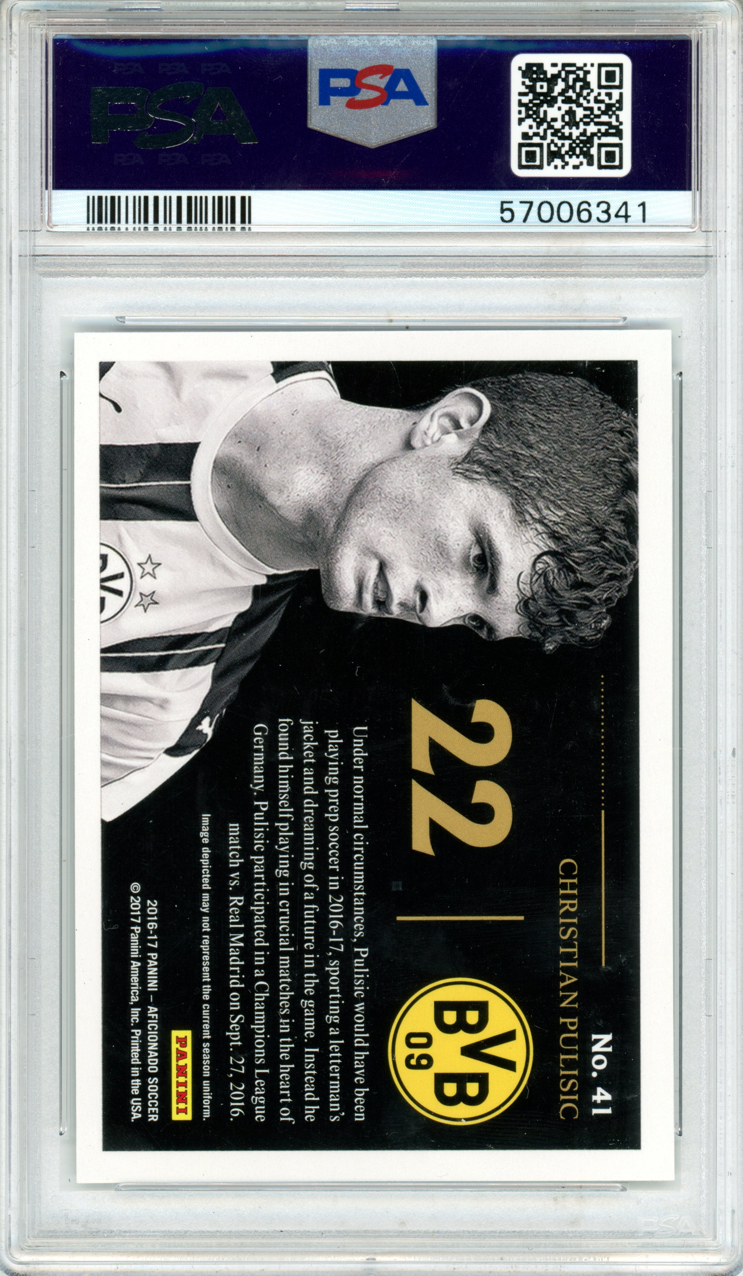 2016 Panini Aficionado Christian Pulisic #41 PSA 9 MINT - Graded Sports Cards