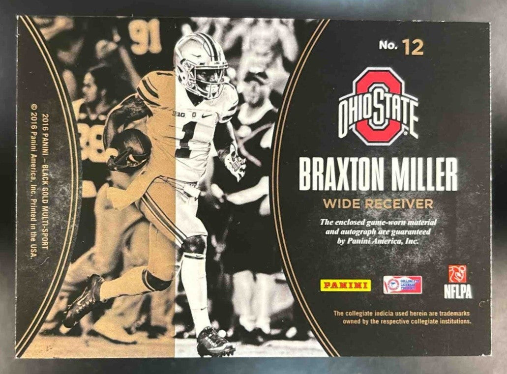 2016 Panini Black Gold Collegiate Braxton Miller Auto Patch /49 #12 RC Buckeyes - Sports Cards
