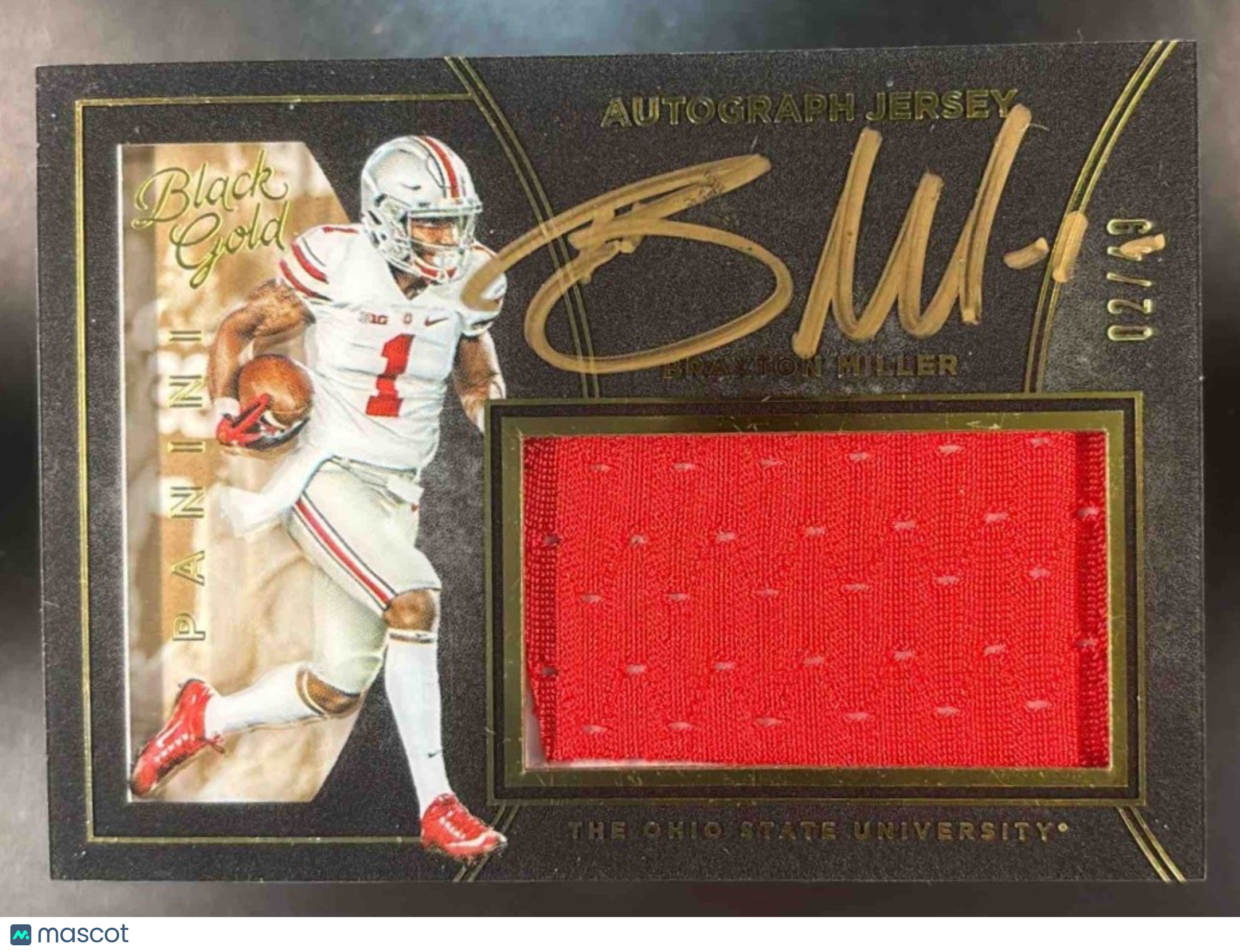 2016 Panini Black Gold Collegiate Braxton Miller Auto Patch /49 #12 RC Buckeyes - Sports Cards